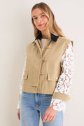 Khaki with Lace Sleeves Clarisse Jacket