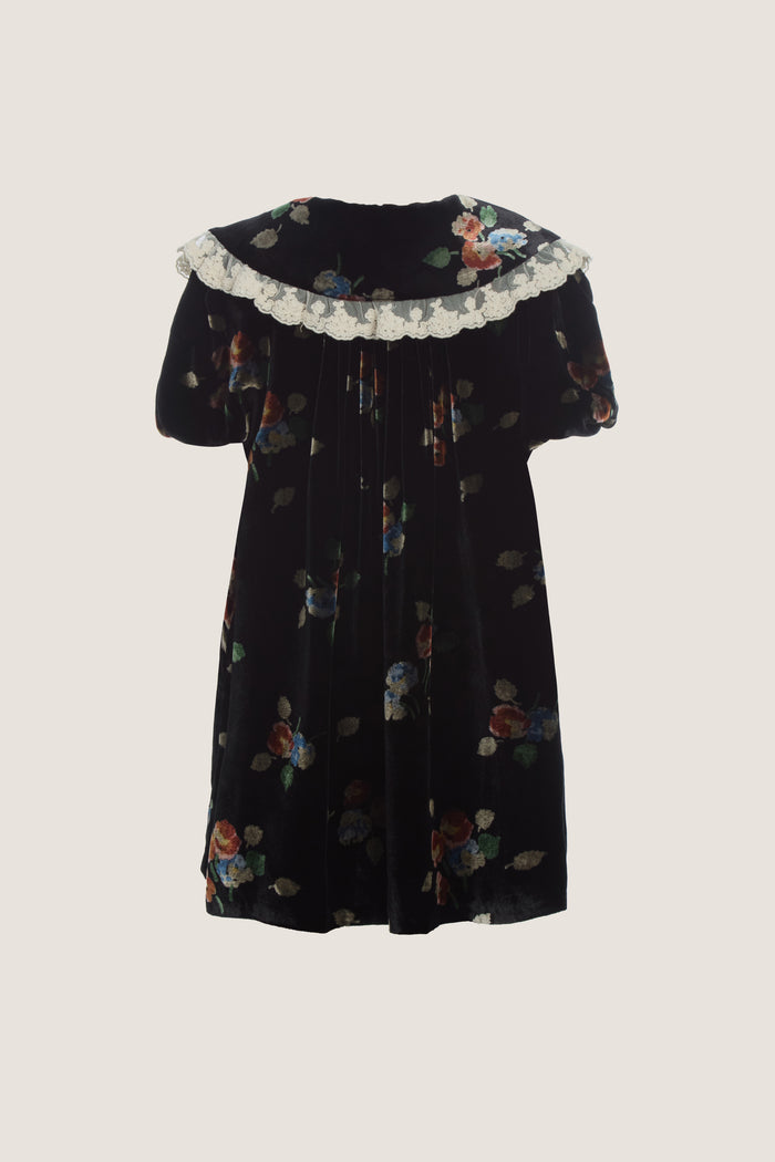 Kids Black Leda Velvet Puff Sleeve Midi Dress