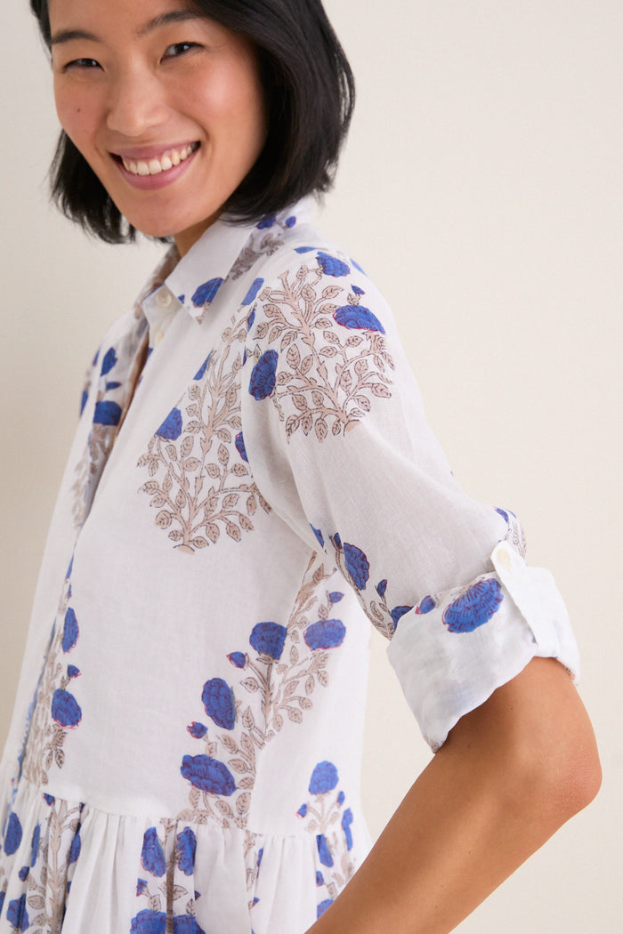 Laguna Blue Long Sleeve Mini Shirt Dress