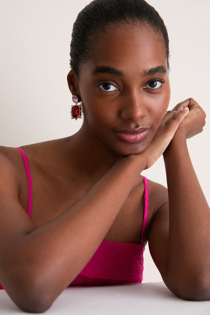 Lavender and Garnet Fantasia Earrings
