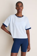 Light Blue and Navy Performance Cotton Flo Ringer Tee