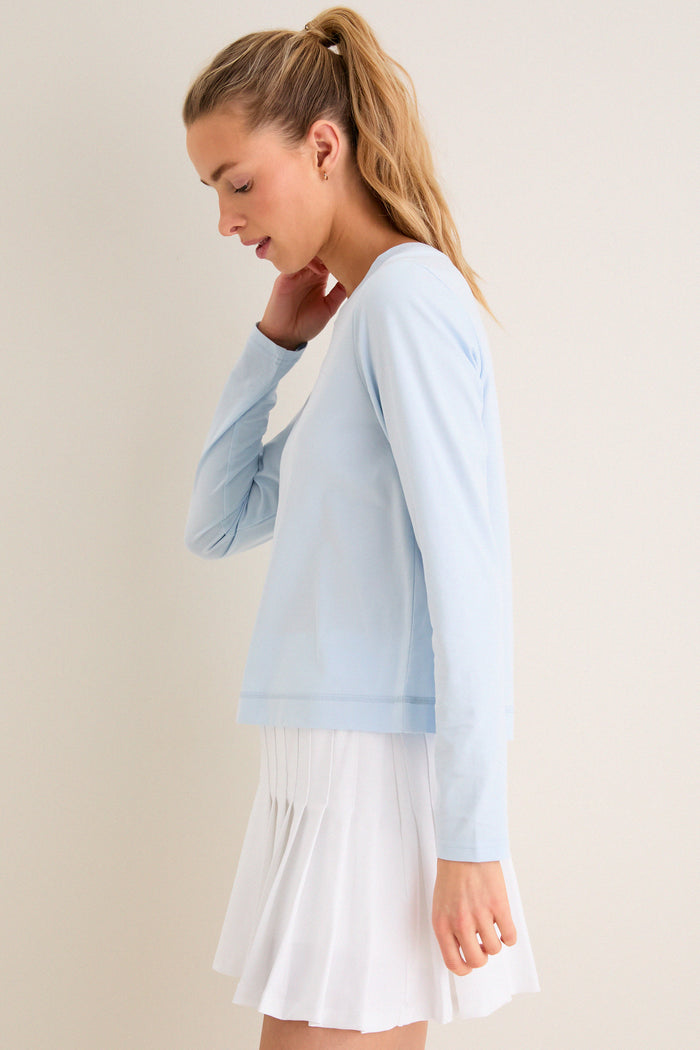 Light Blue Long Sleeve Performance Cotton Sasha Tee