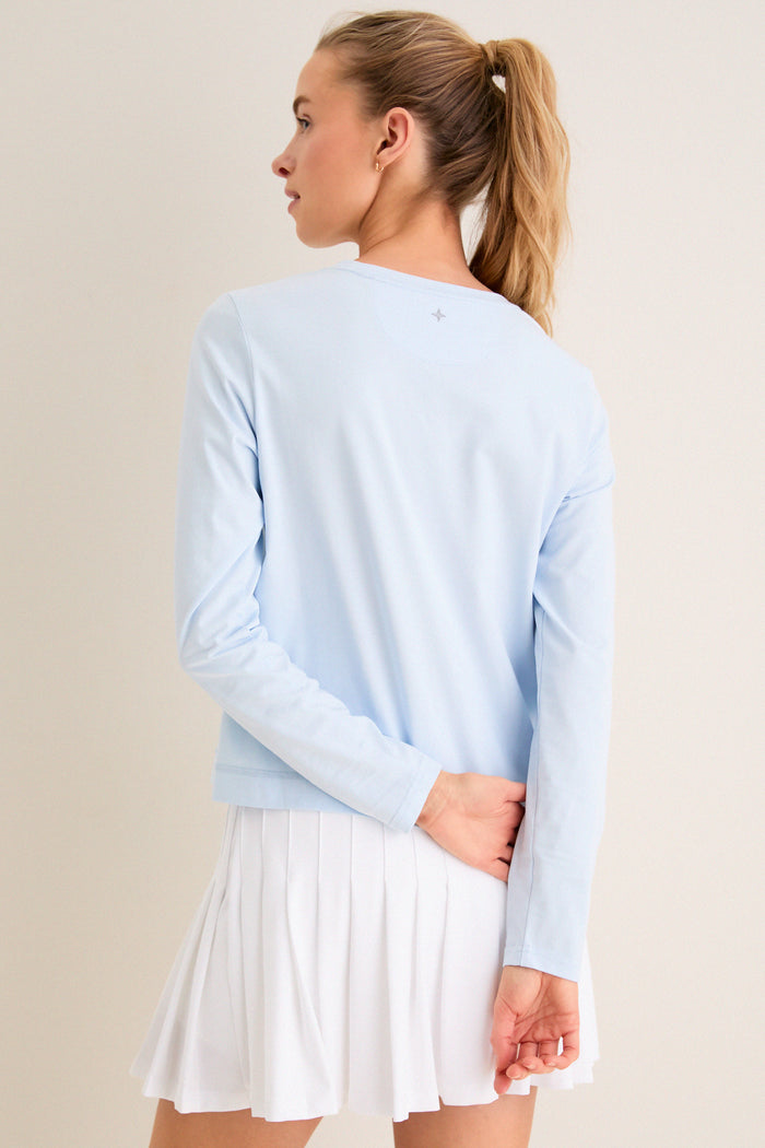 Light Blue Long Sleeve Performance Cotton Sasha Tee