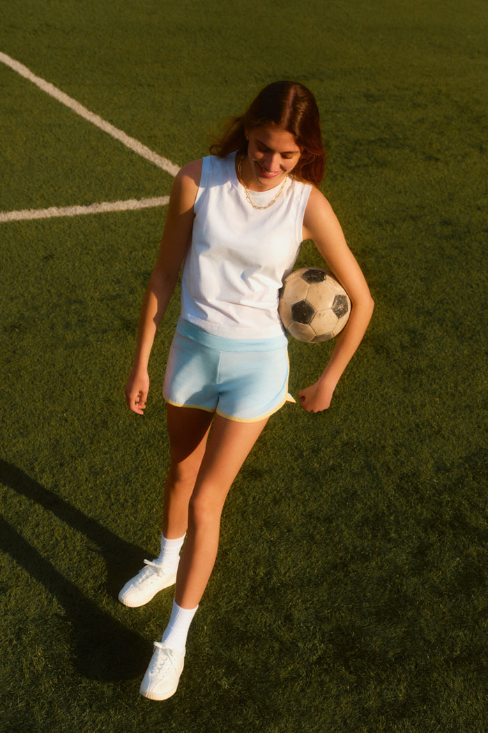 Light Blue Performance Stretch Woven Fonda Jogger Short