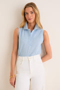 Light Blue Pique Sleeveless Ruffle Margaret Polo