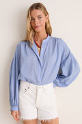 Light Blue Shadow Stripe Juliette Button Down