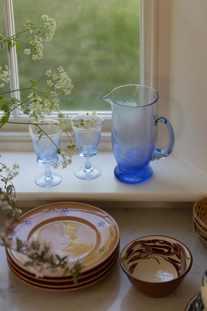 Light Blue Spiral Wine Glasses (Set of 4)