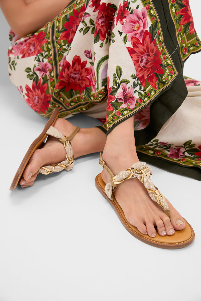 Light Wood Camellia Sandals