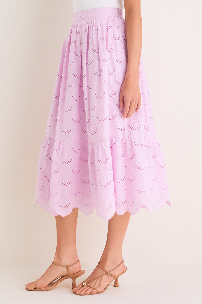 Lilac Eyelet Carter Midi Skirt