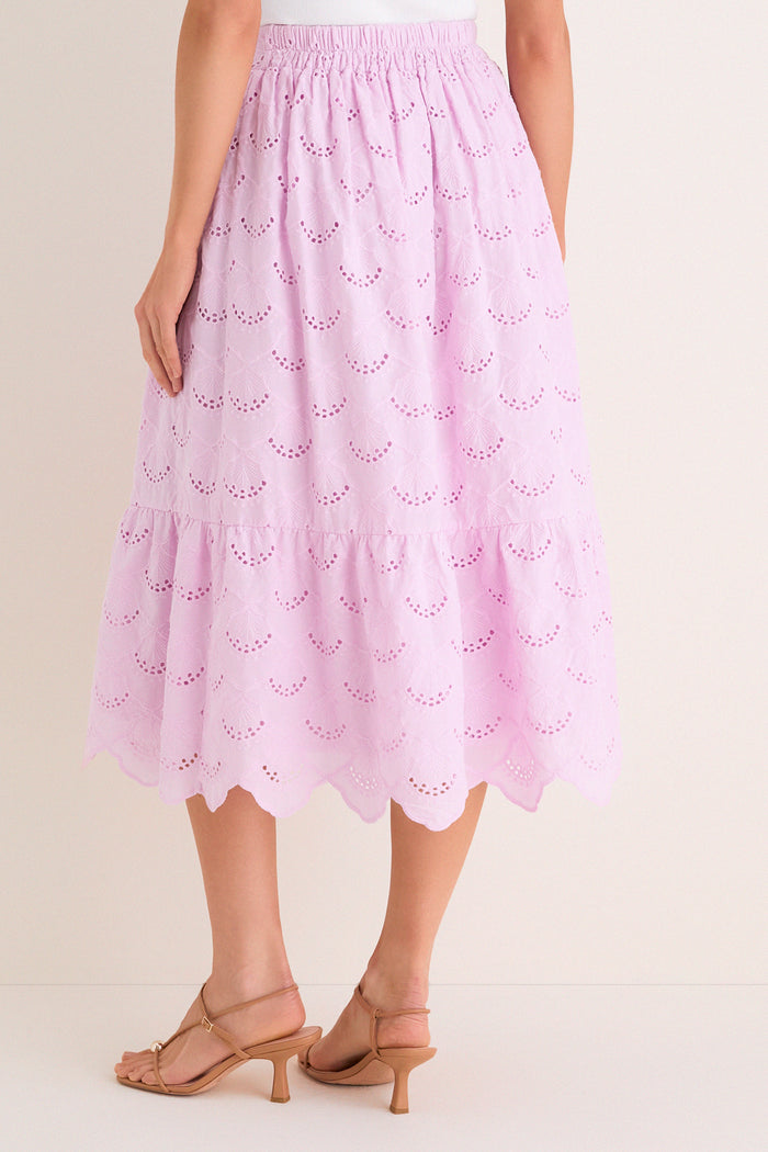 Lilac Eyelet Carter Midi Skirt