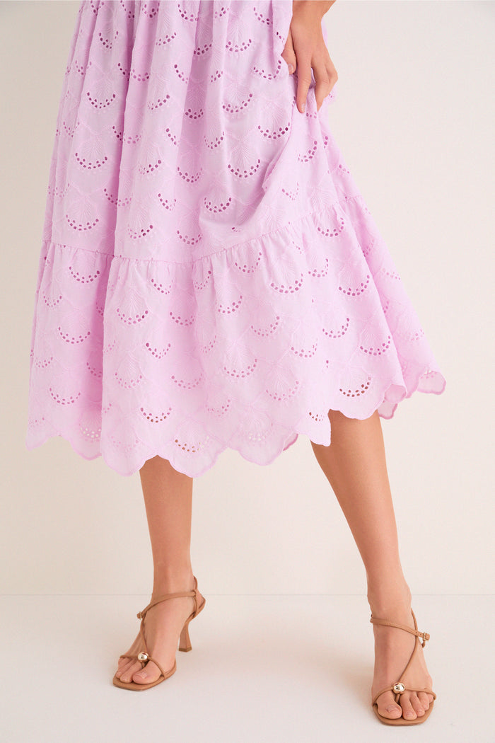 Lilac Eyelet Carter Midi Skirt