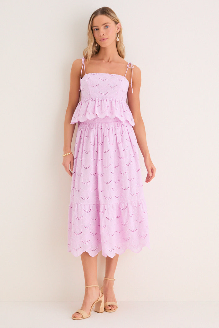 Lilac Eyelet Carter Midi Skirt