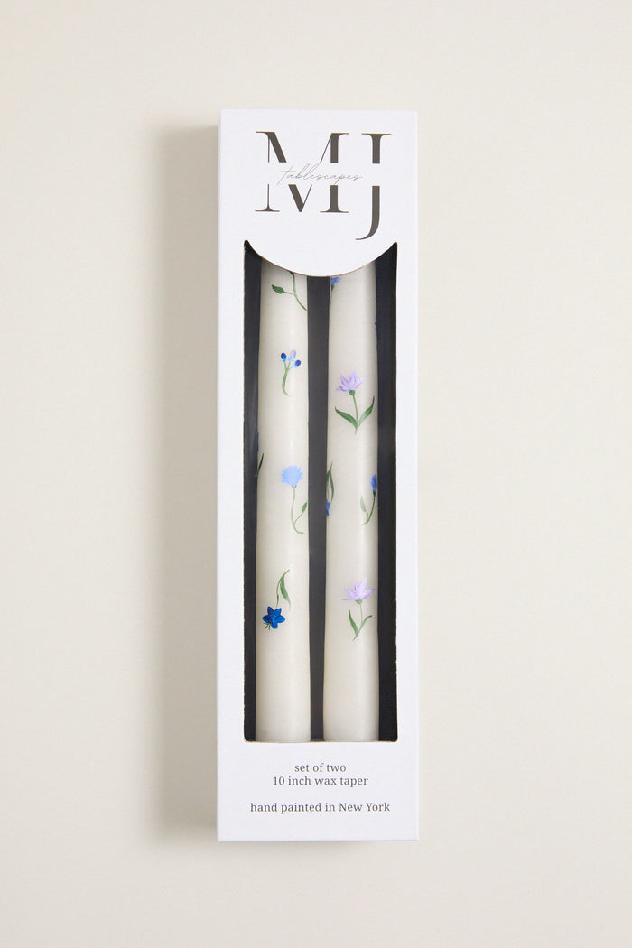 Lilac Floral Hand Painted Taper Candles (Set of 2)