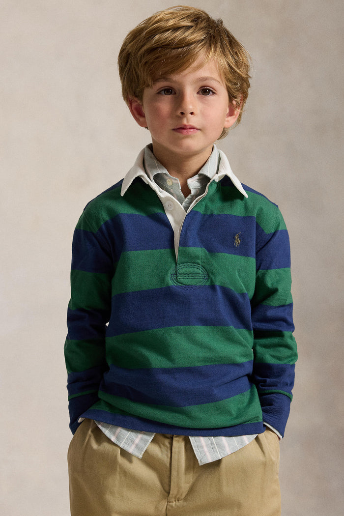 Little Boys Long-Sleeve Cotton Jersey Striped Rugby Polo