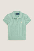 Little Girls Short-Sleeve Combed Cotton Mini Cable Knit Polo