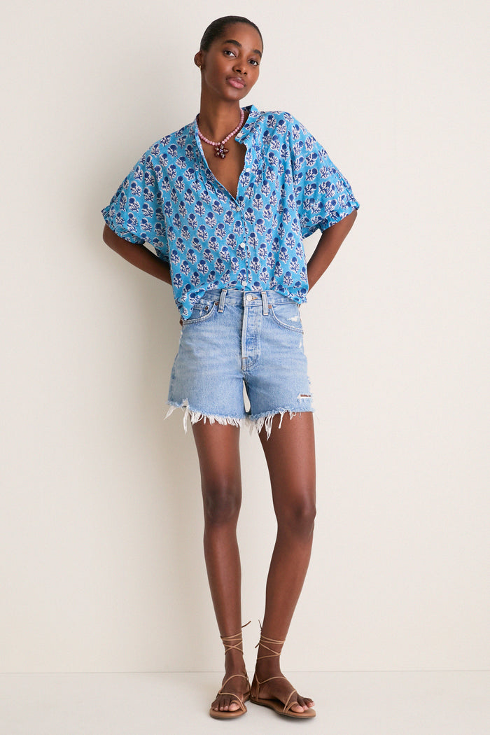 Little Marigolds Danube Organic Mandarin Collar Top