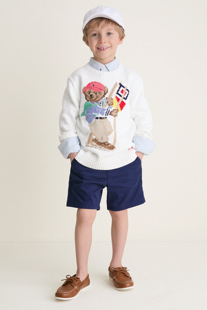 Long-Sleeve Combed Cotton RL Sail Polo Bear Sweater