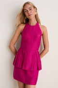 Magenta Halter Neck Celia Mini Dress