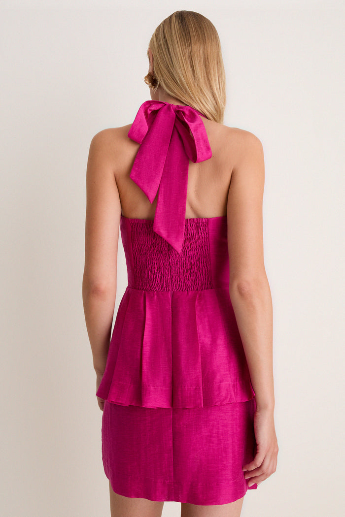 Magenta Halter Neck Celia Mini Dress