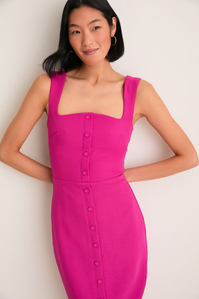 Magenta Pink Elva Midi Dress