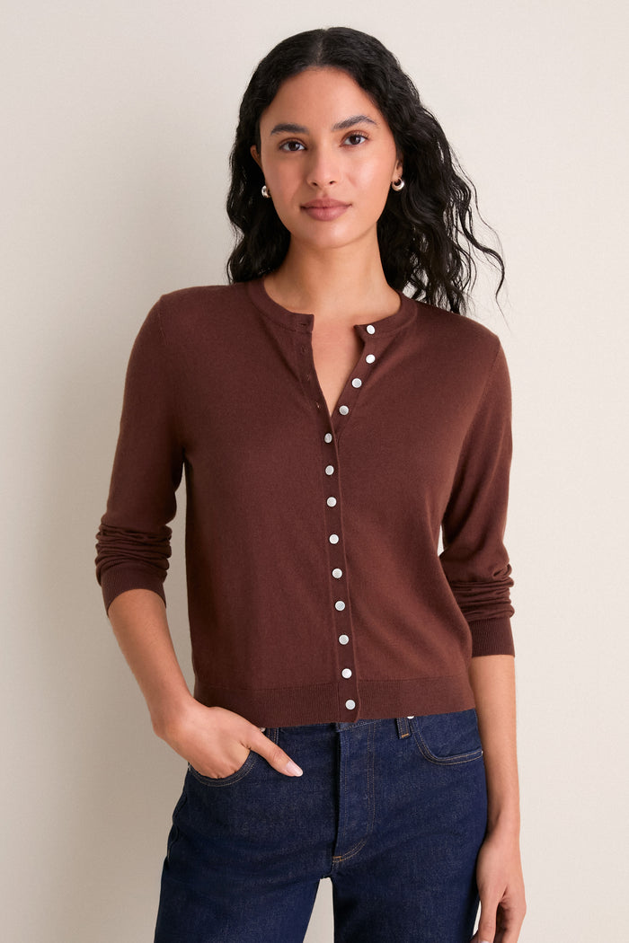 Mahogany Cashmere Silk Spencer Cardigan