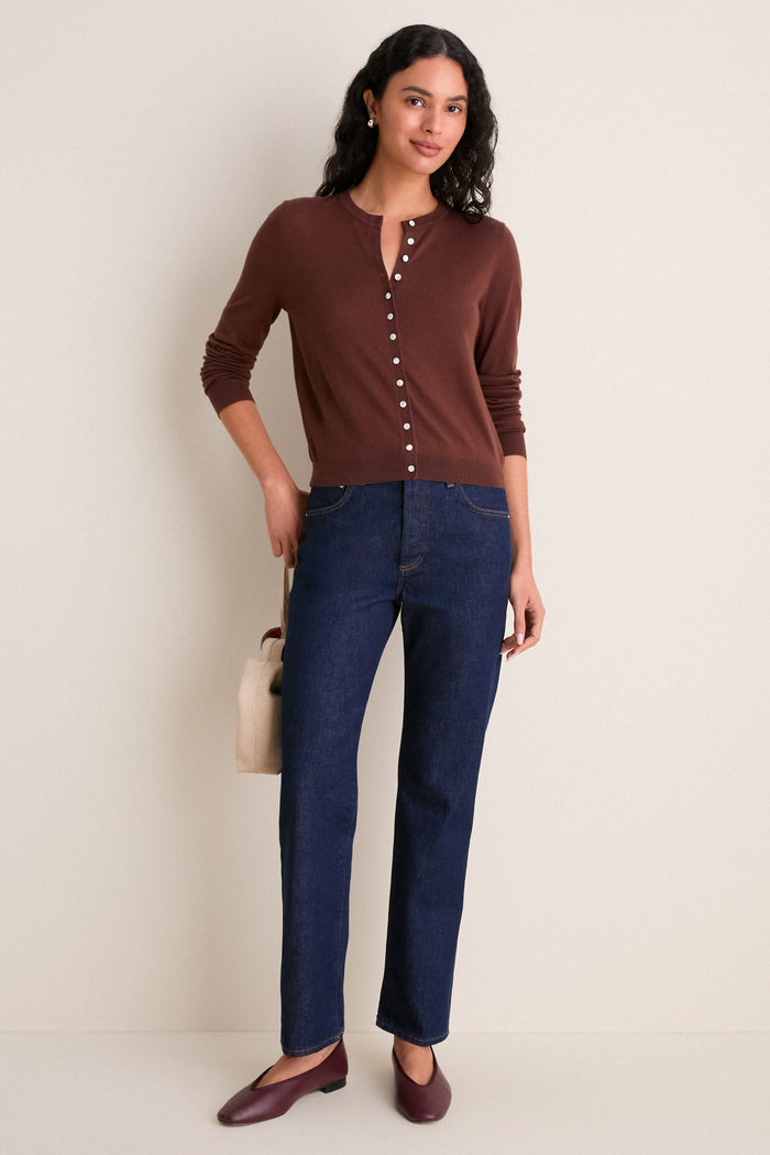 Mahogany Cashmere Silk Spencer Cardigan