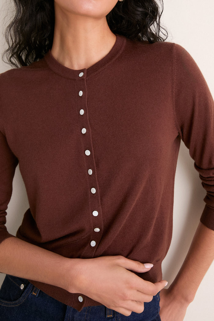 Mahogany Cashmere Silk Spencer Cardigan