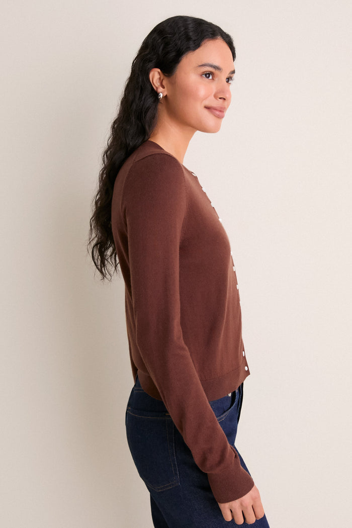 Mahogany Cashmere Silk Spencer Cardigan