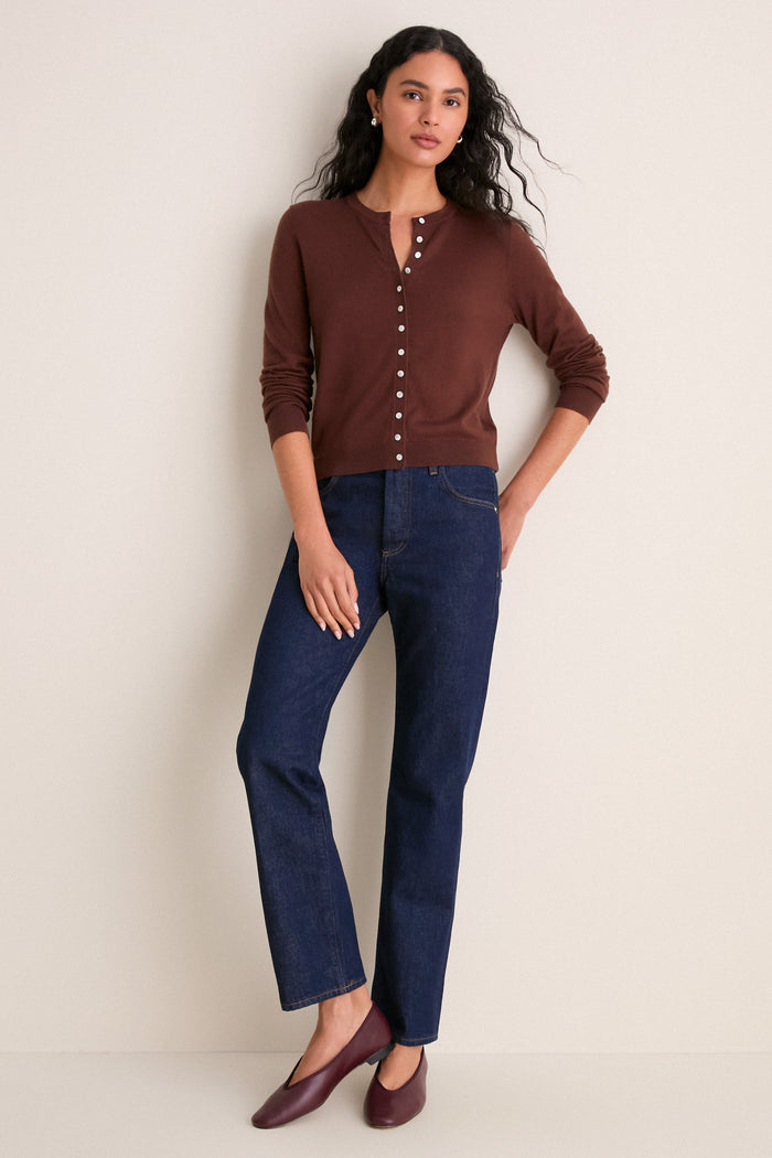 Mahogany Cashmere Silk Spencer Cardigan