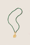 Malachite Knotted Gemstone Strand with Small Luck and Love Clover