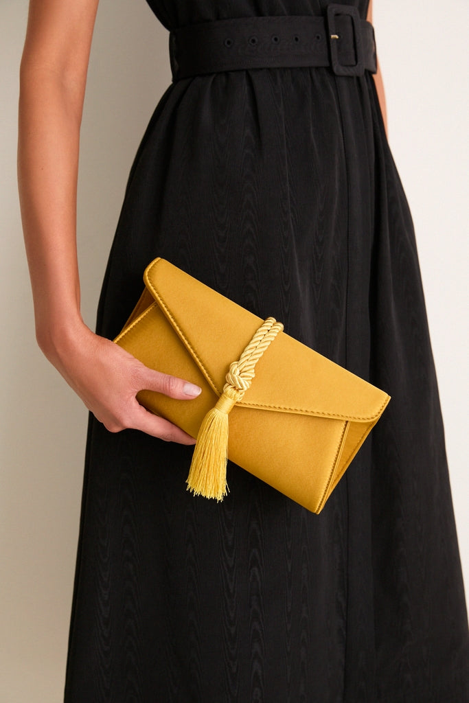 Marigold Satin Gabrielle Clutch