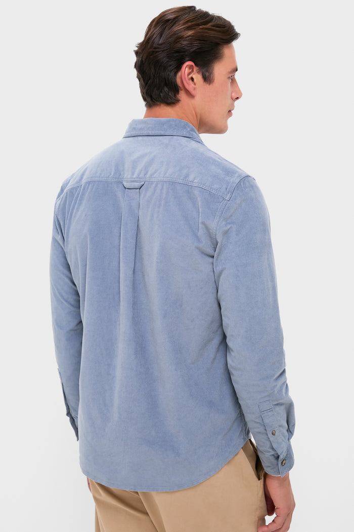 Man wearing Maritime Wilder Stretch Corduroy Shirt, showcasing its classic, effortless style and high-end, fun design, perfect for transitional weather.