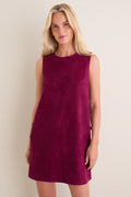 Merlot Faux Suede Button Bitsy Mini Dress