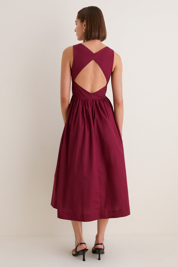 Merlot Open-Back Loire Maxi Dress