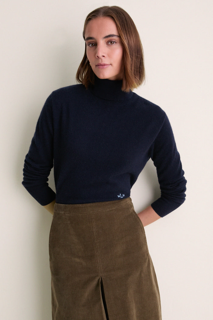 Midnight Navy Cashmere Evelyn Turtleneck