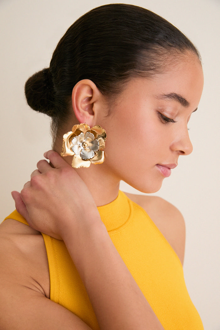 Mixed Metal Eden Floral Earrings