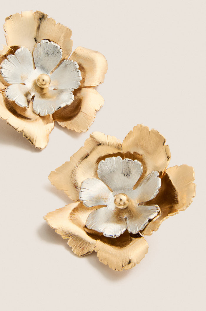 Mixed Metal Eden Floral Earrings