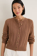 Mocha Cotton Cable Draper Cardigan