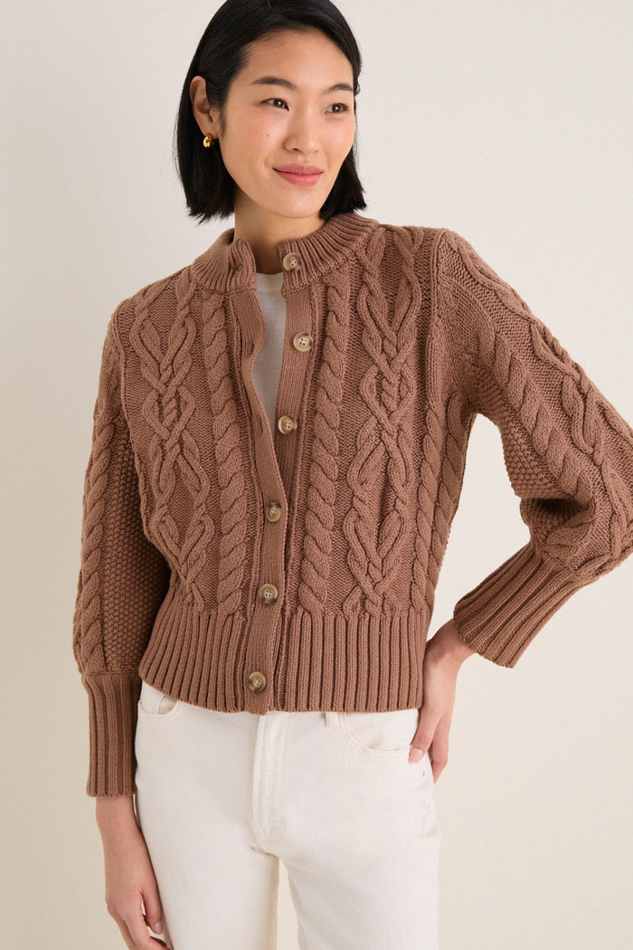 Mocha Cotton Colette Cardigan