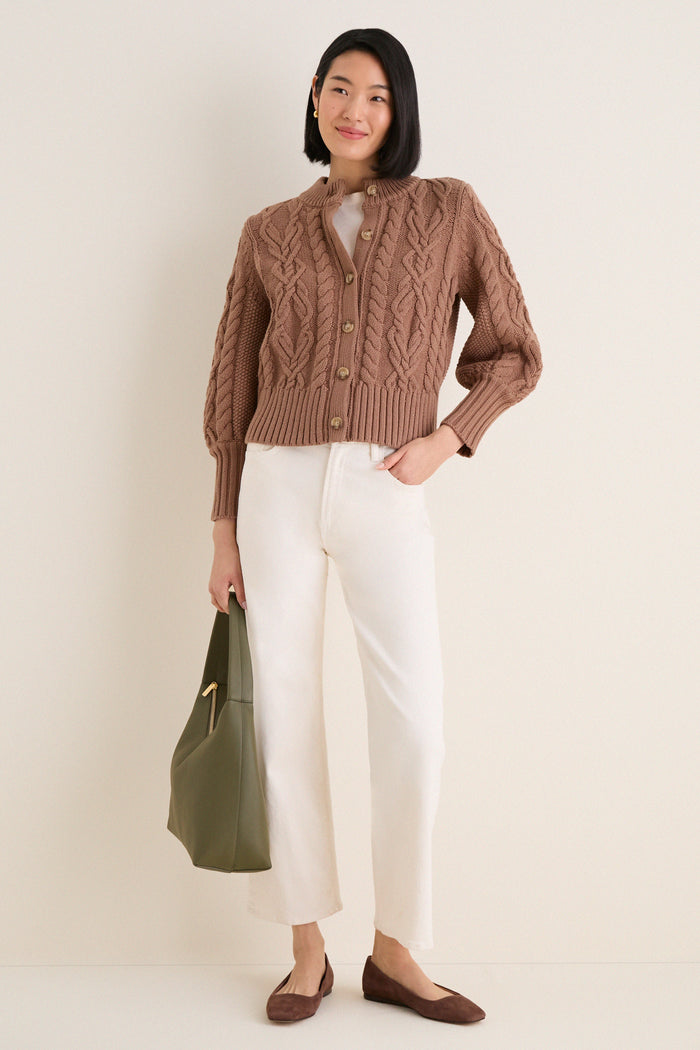 Mocha Cotton Colette Cardigan