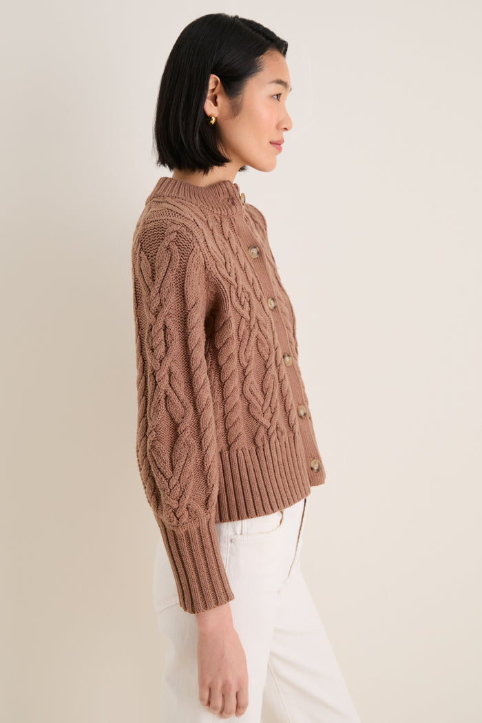 Mocha Cotton Colette Cardigan