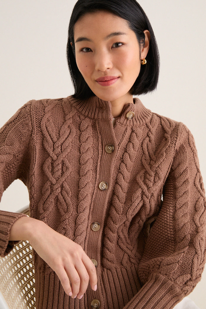 Mocha Cotton Colette Cardigan