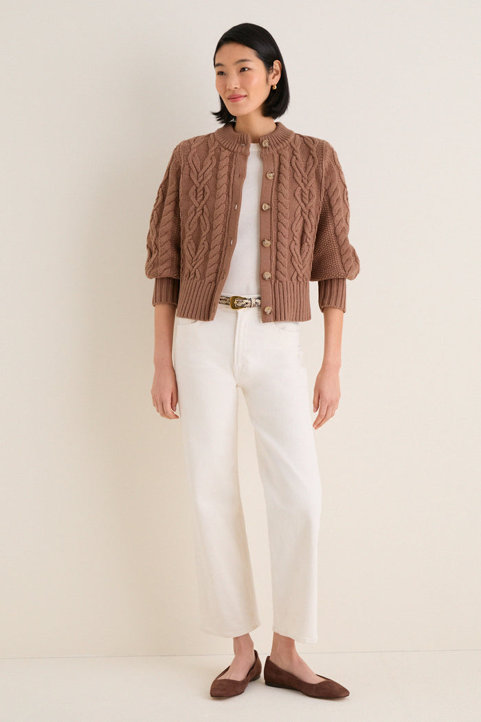 Mocha Cotton Colette Cardigan