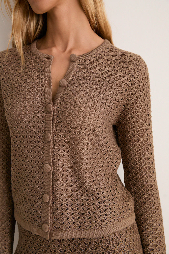 Mocha Crochet Martha Cardigan