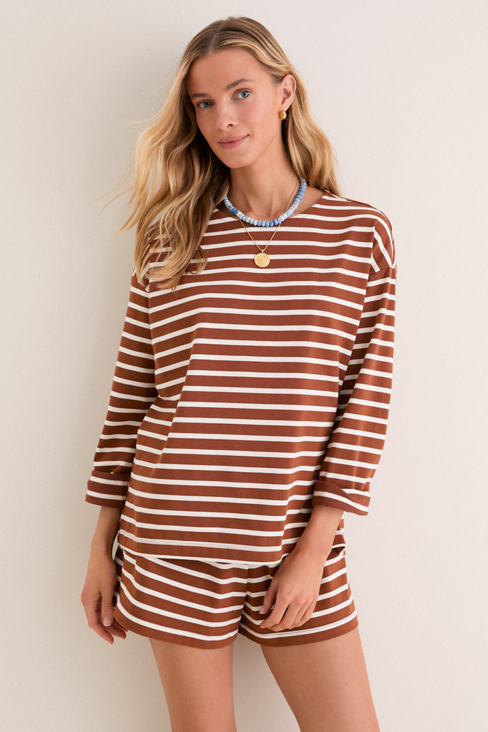Mocha Stripe Knit Odie Tee