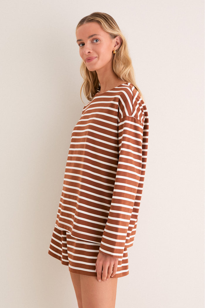 Mocha Stripe Knit Odie Tee
