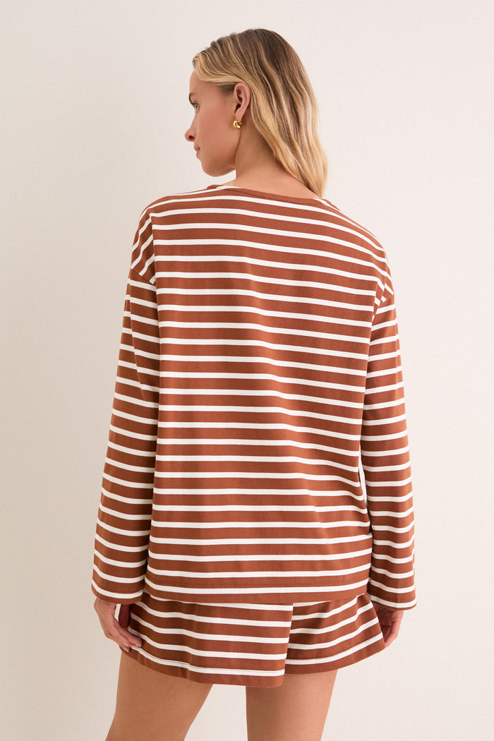 Mocha Stripe Knit Odie Tee