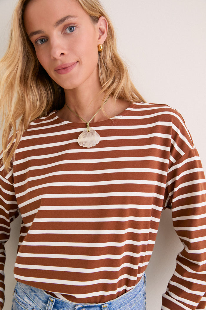 Mocha Stripe Knit Odie Tee