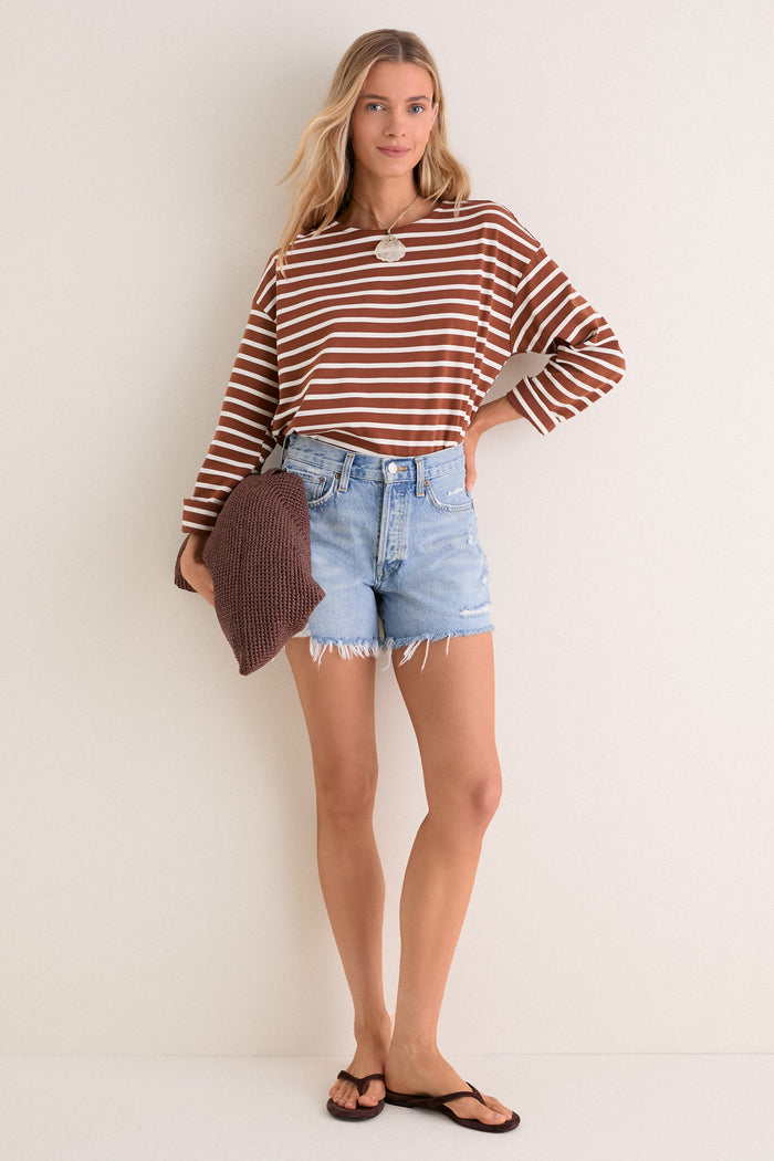 Mocha Stripe Knit Odie Tee