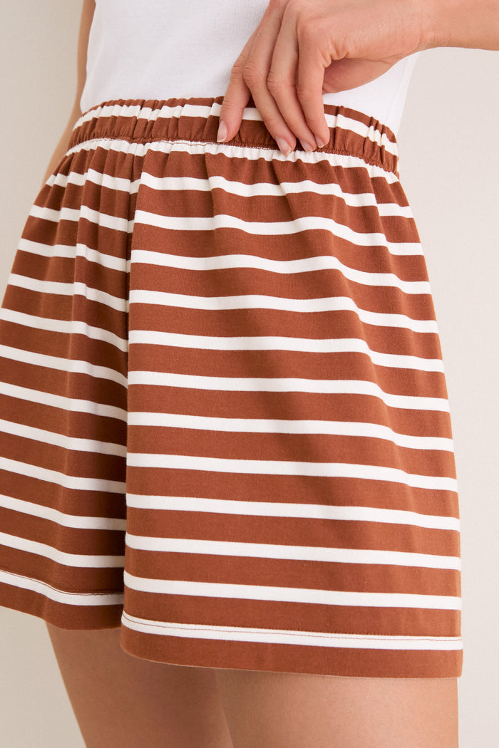 Mocha Stripe Knit Olympia Shorts